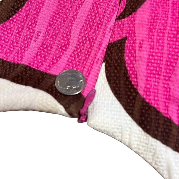 Milly of New York Dress Sleeveless Shift Size 8 Pink White Brown Print USA Made - Picture 4 of 13